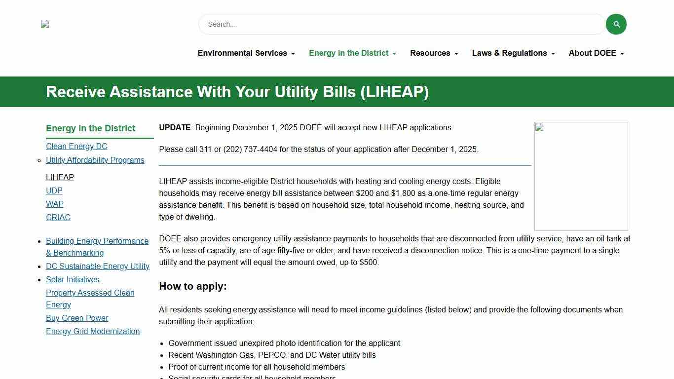Receive Assistance With Your Utility Bills (LIHEAP) doee